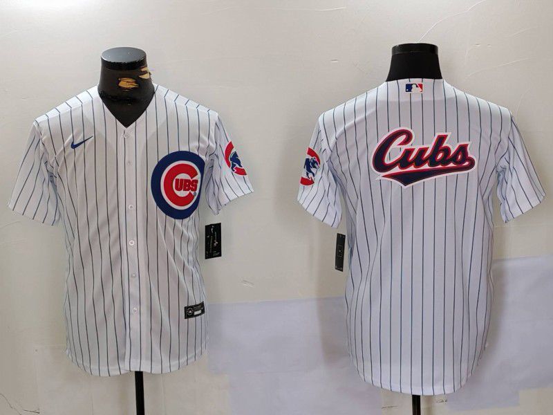 Men Chicago Cubs Blank White stripe Game 2024 Nike MLB Jersey style 3->chicago cubs->MLB Jersey